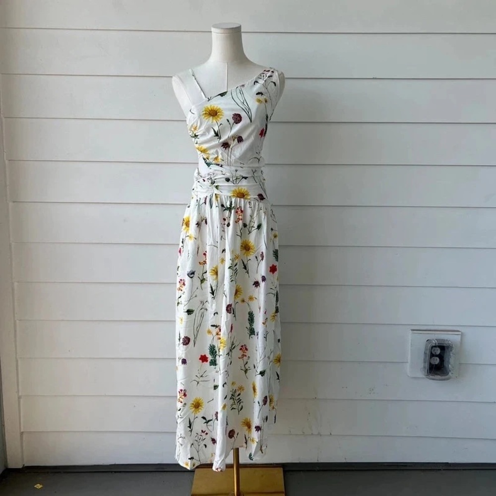 White Floral Wrap Maxi Dress - Yellow & Multicolor Print - Picture 2 of 4